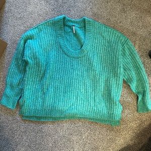 Free people teal scoop neck sweater size medium